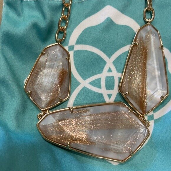 Kendra Scott Damon Aqua Apatite Pendant Necklace Set and Trademark Jewelry Bag. - Picture 4 of 5
